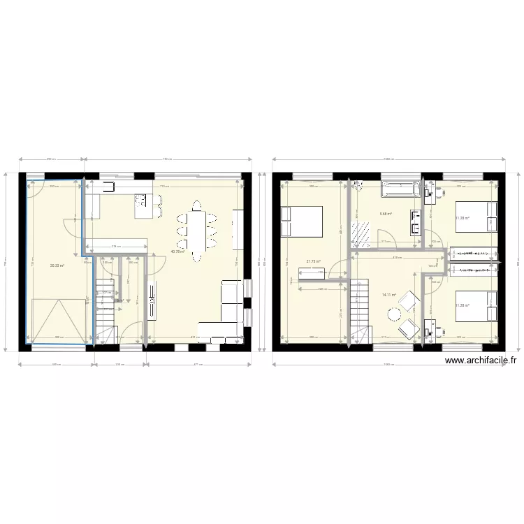maison 6 inverse. Plan de 