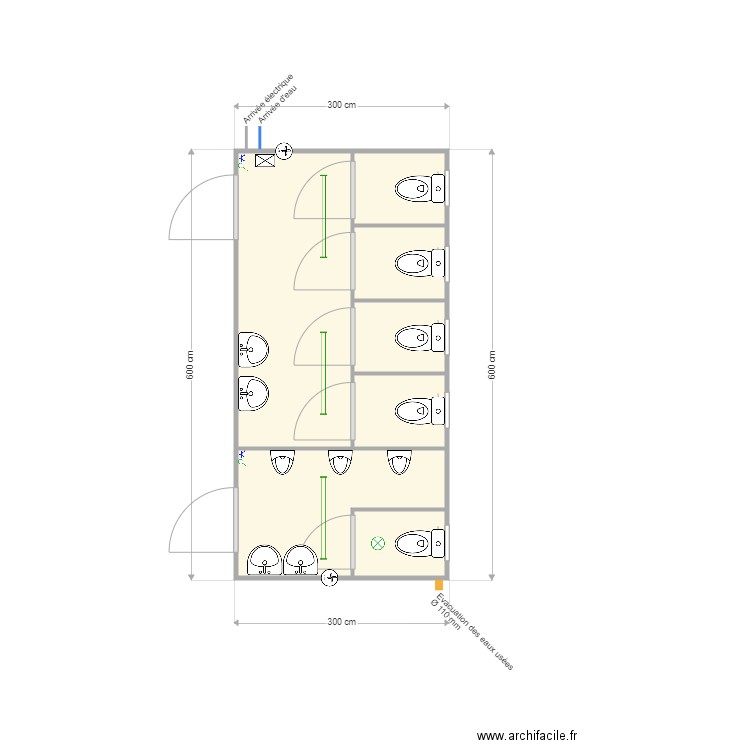 Module WC 6030. Plan de 0 pièce et 0 m2