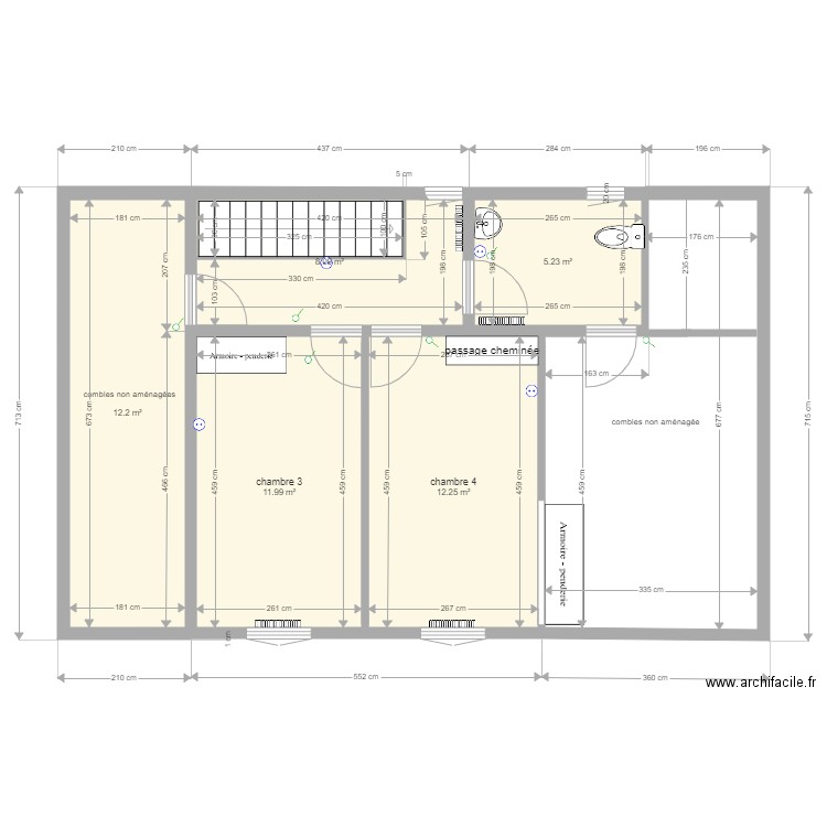 Chantelac R+2 PRUNIERES 2. Plan de 5 pièces et 50 m2