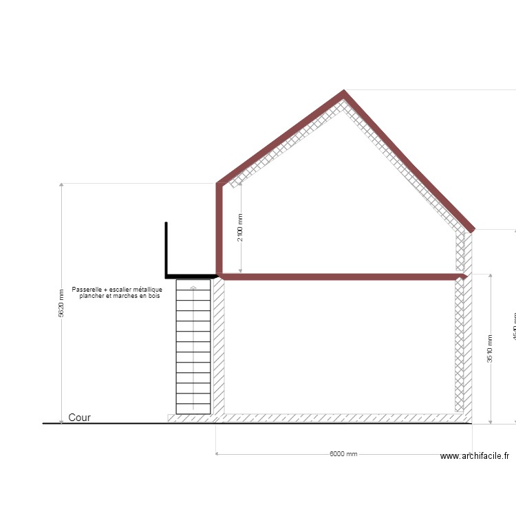 Plan coupe projet. Plan de 0 pièce et 0 m2