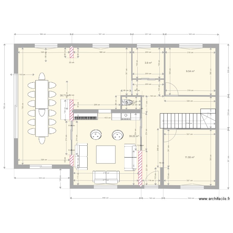 détail pièces de vie essai5. Plan de 0 pièce et 0 m2
