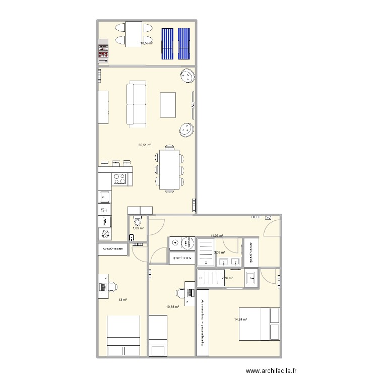 Santa Barbara 92m2 V2. Plan de 9 pièces et 102 m2