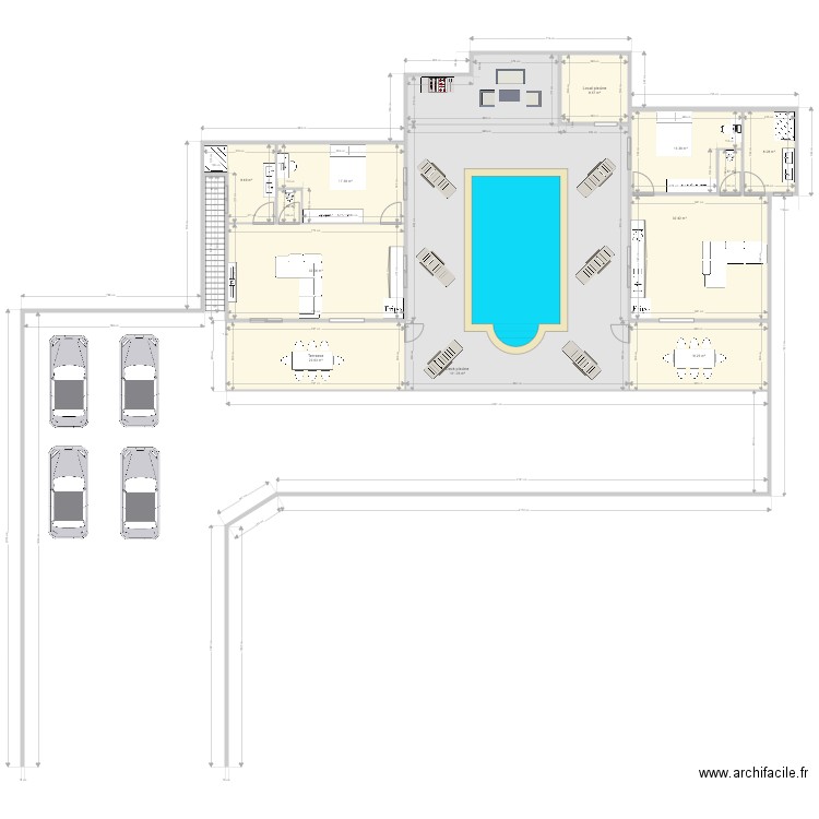 Bungalows papa. Plan de 12 pièces et 299 m2