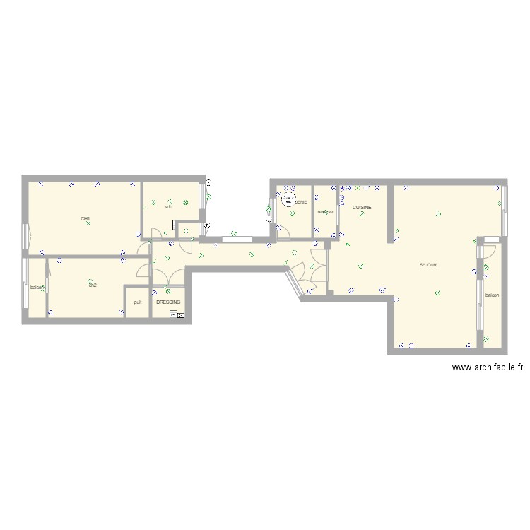 PLAN GLOBAL. Plan de 9 pièces et 80 m2