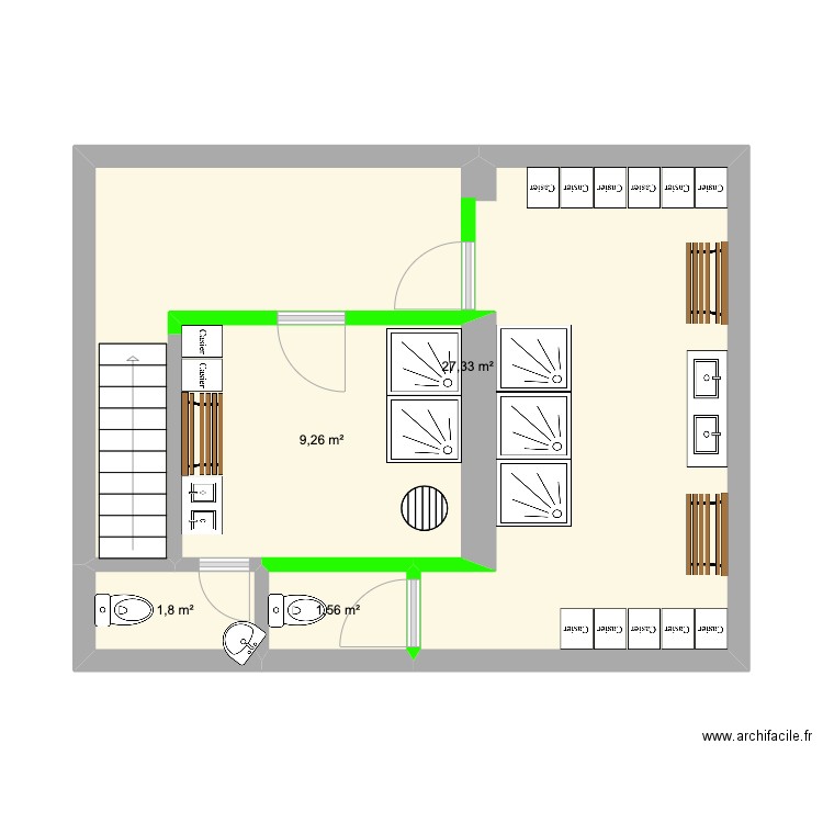 Vestiaires. Plan de 0 pièce et 0 m2
