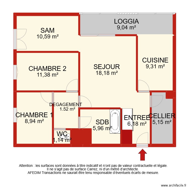 BI 9246. Plan de 15 pièces et 92 m2