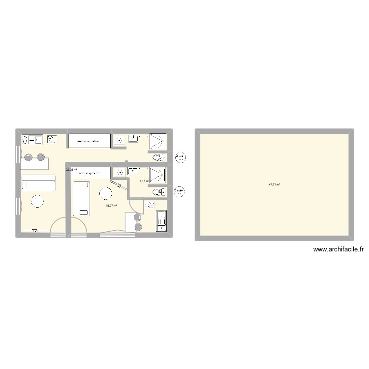 Studios fosse. Plan de 0 pièce et 0 m2