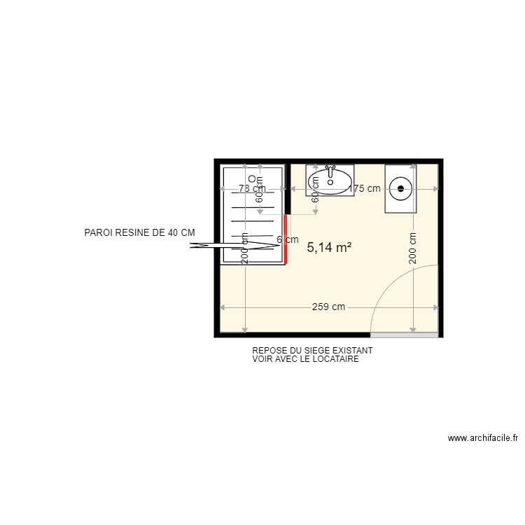 CADRAN DANIEL . Plan de 1 pièce et 5 m2