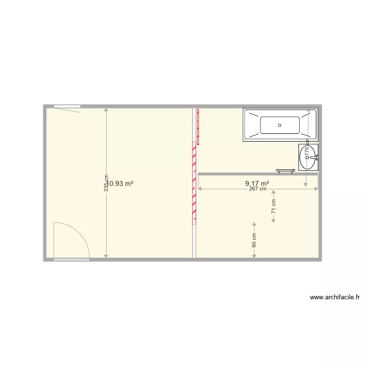 Chambre verri&egrave;re 2portes. Plan de 