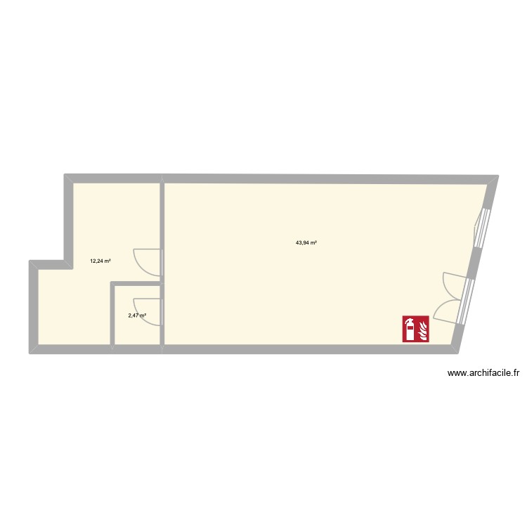 plan bulle. Plan de 3 pièces et 59 m2