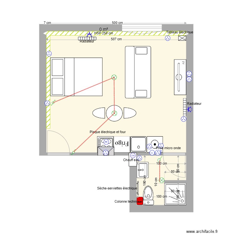 SCI FUMEY - APPART 1 - BLOIS electricité 2. Plan de 3 pièces et 24 m2