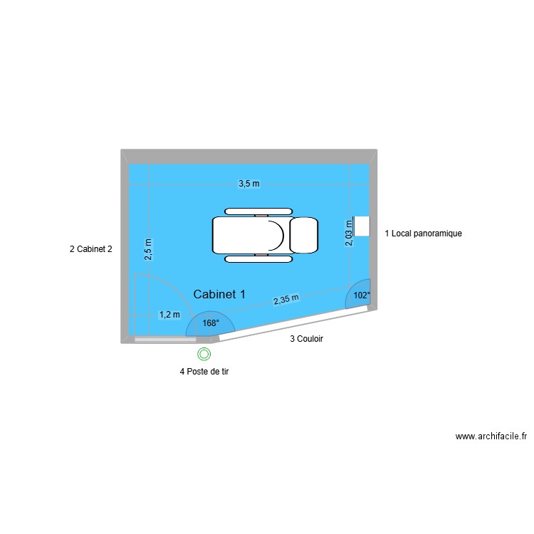 10516 Cabinet 1. Plan de 1 pièce et 8 m2