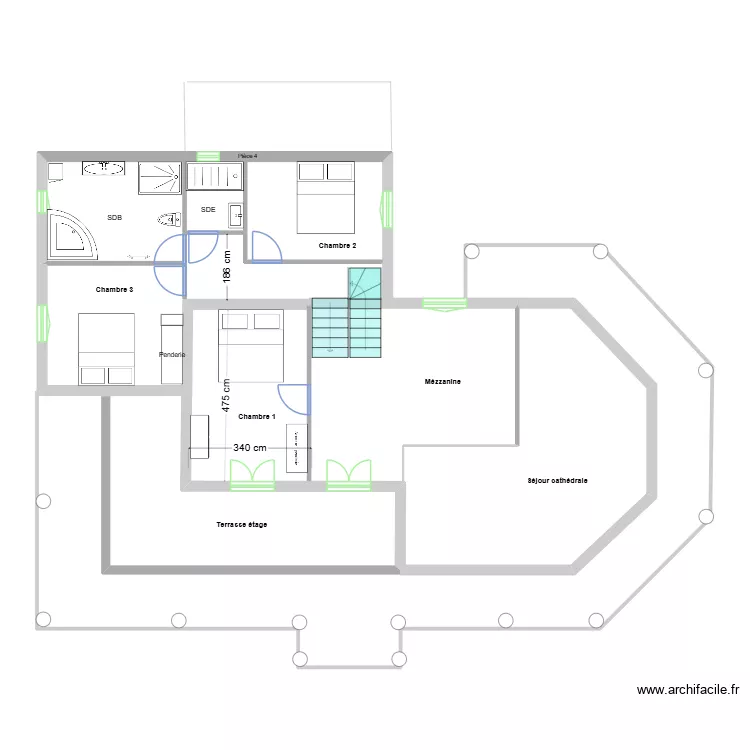 2 demi &eacute;tages. Plan de 