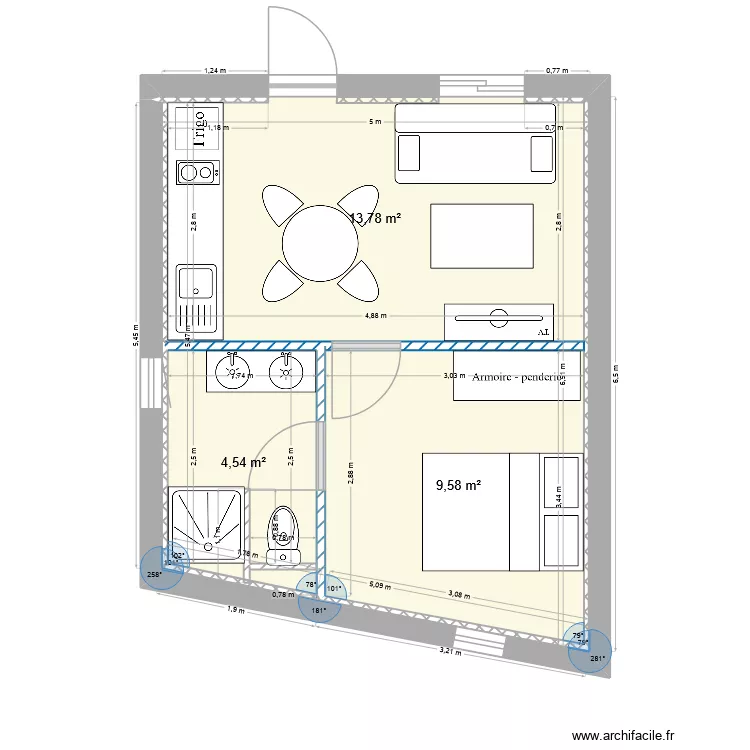 maison chambre fille. Plan de 3  et 28 m²