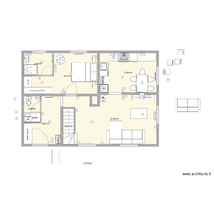 SOULT. Plan de 7 pièces et 61 m2