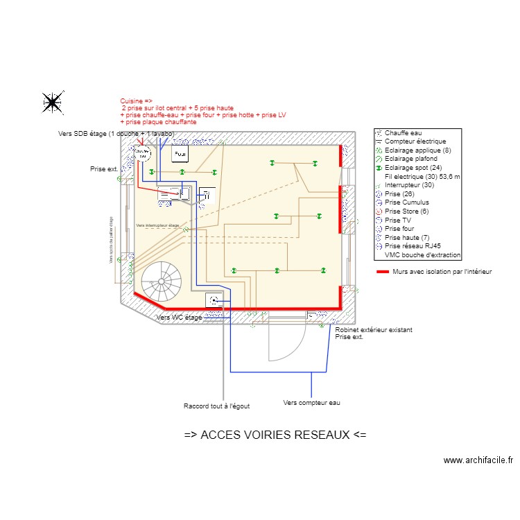 PLAN ELEC+ PLOMBERIE. Plan de 0 pièce et 0 m2