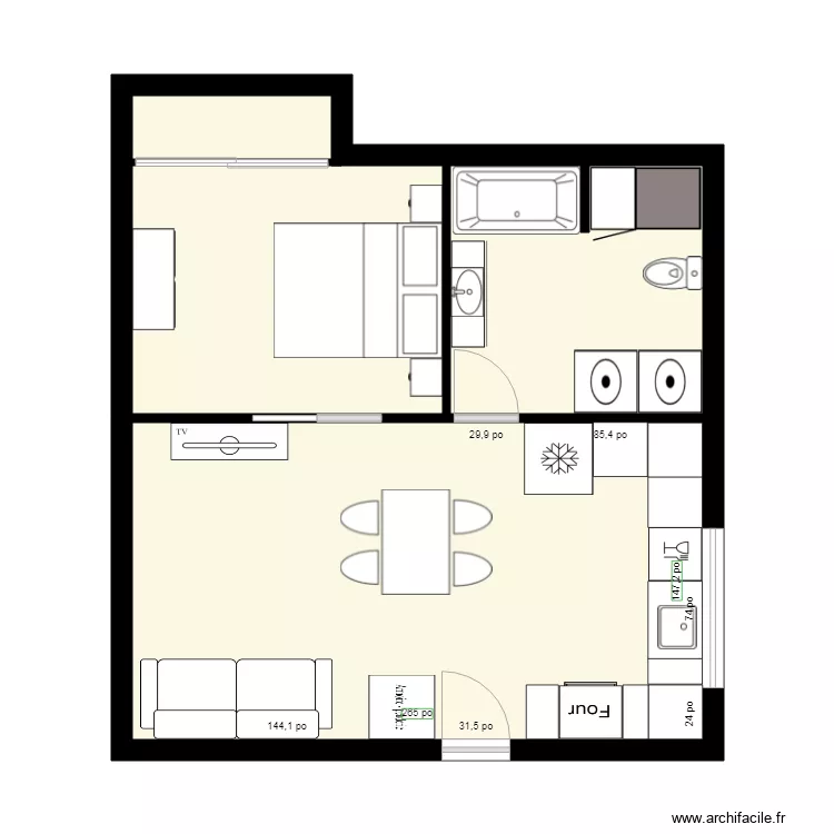 appartement plan 2 modifi&eacute;. Plan de 