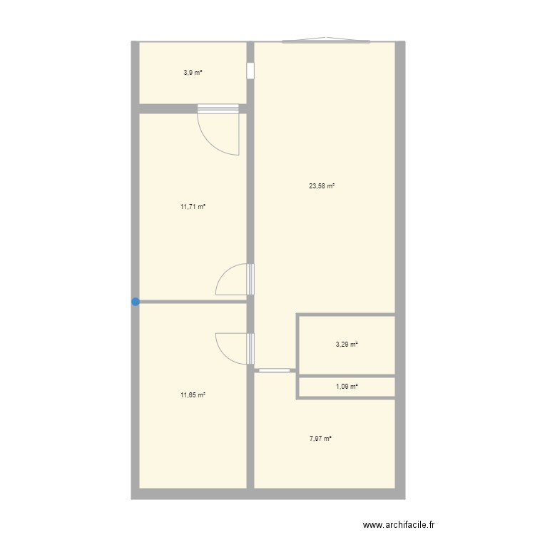 cascad. Plan de 7 pièces et 63 m2