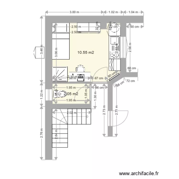 Studio Douche 5. Plan de 
