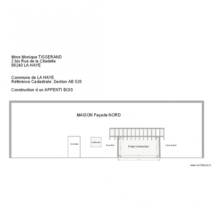 Façade Nord Déclaration Travaux. Plan de 0 pièce et 0 m2