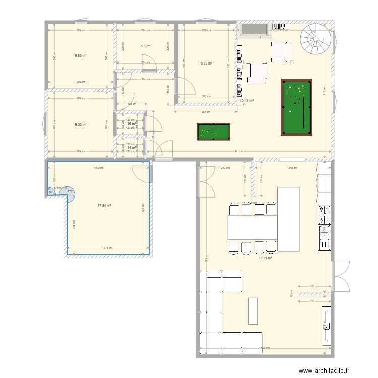 plan hésingue actuel rdc cuisine salon dans extention. Plan de 0 pièce et 0 m2