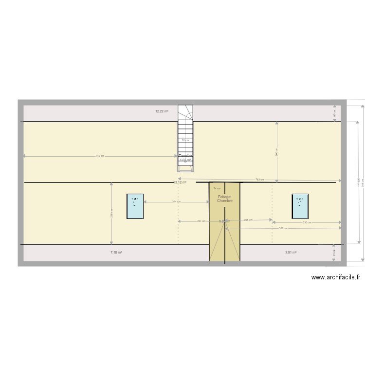 Grenier v2 vue aménagement interne. Plan de 0 pièce et 0 m2