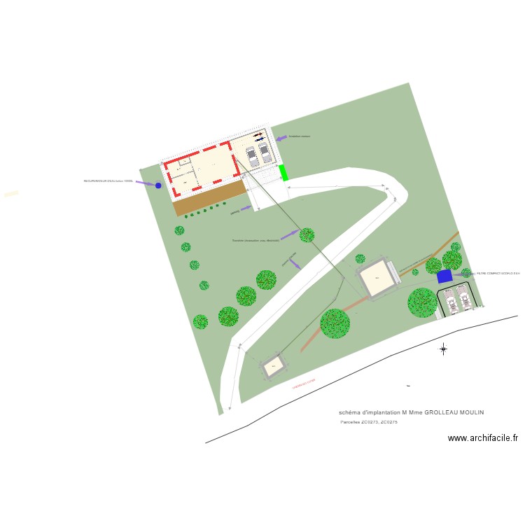 plan de masse 2. Plan de 2 pièces et 40 m2