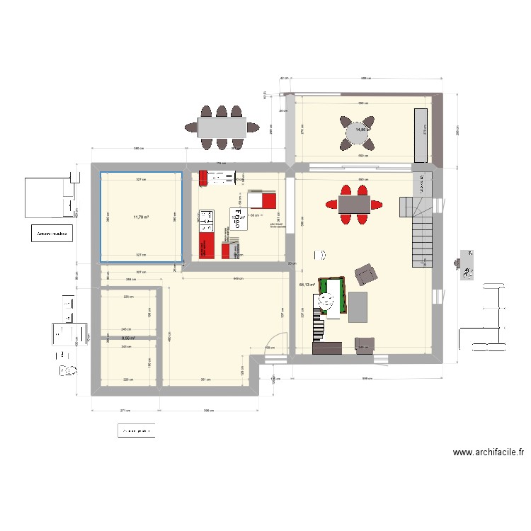 adrets 2. Plan de 5 pièces et 113 m2