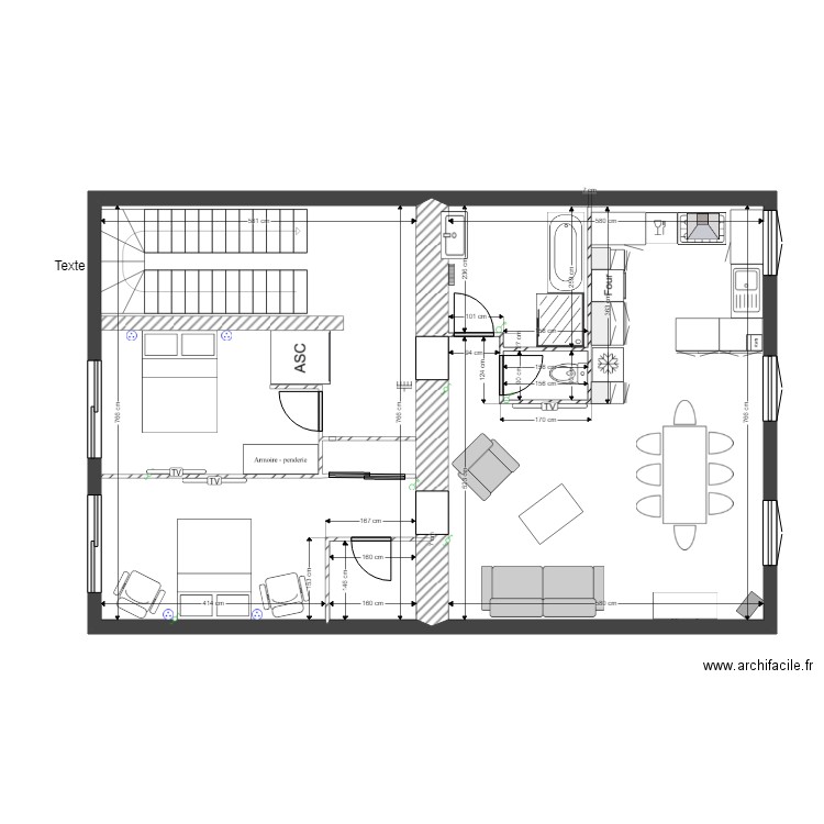 appart 2eme etage 16 porte ch modif 5. Plan de 0 pièce et 0 m2