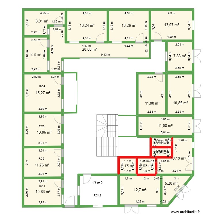 Pland Rez-de chaussée Rebeuss -11-04-2023. Plan de 21 pièces et 208 m2