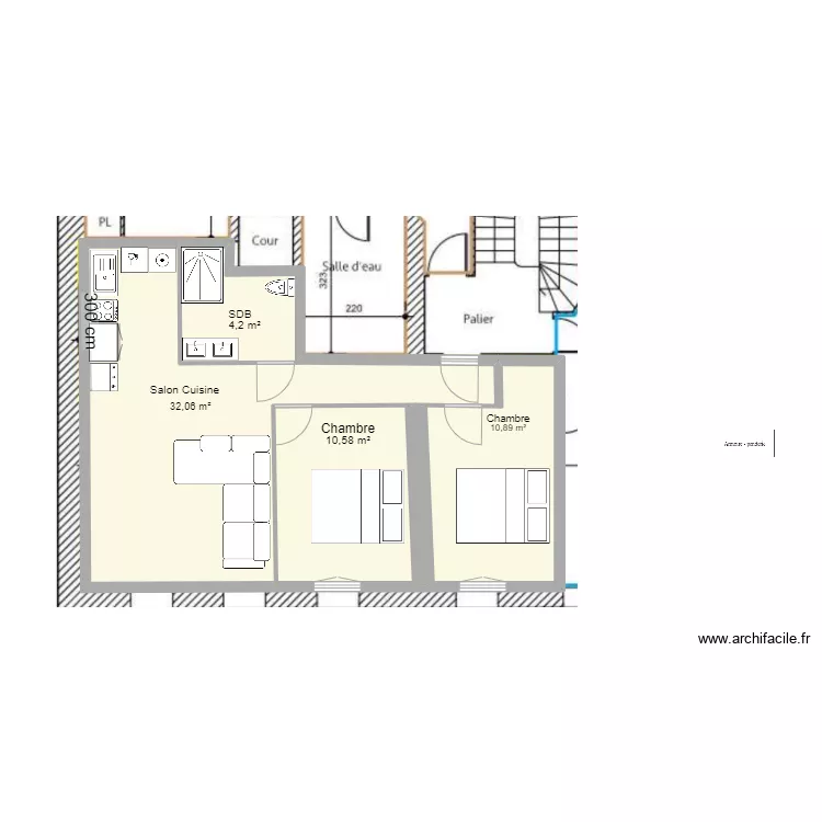 T3 avec metrage. Plan de 