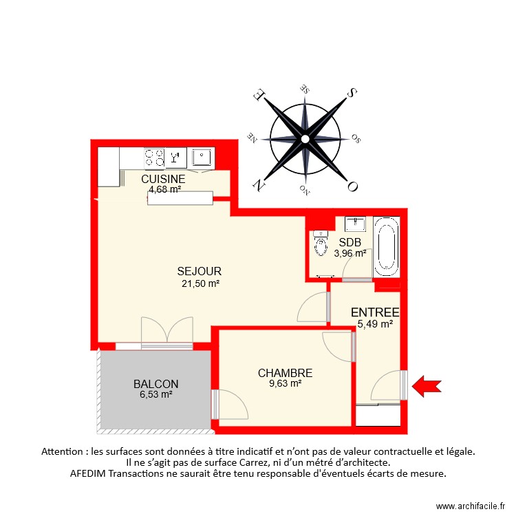 BI 8090 PASCAL. Plan de 9 pièces et 51 m2