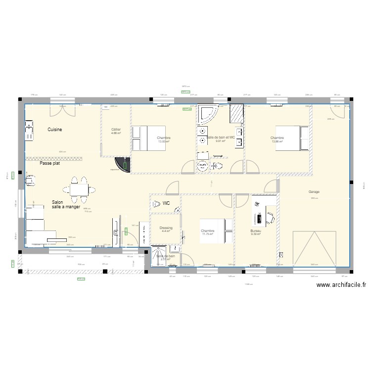 plan maison ménilière mur rdc. Plan de 0 pièce et 0 m2