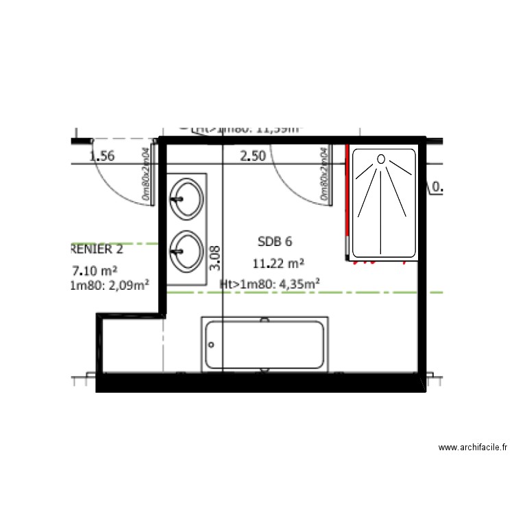 Gosse - sdb 6 bis. Plan de 0 pièce et 0 m2