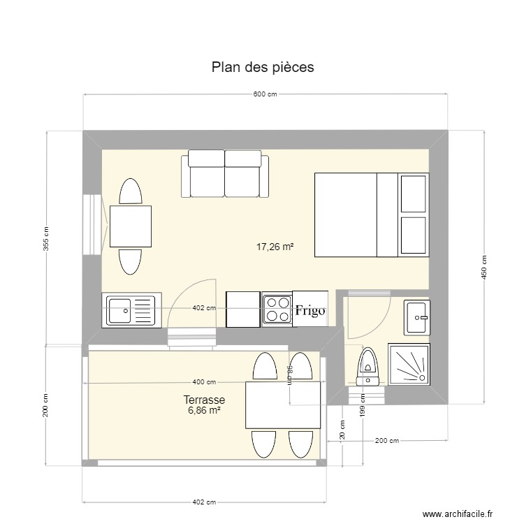 Studio plan des pièces. Plan de 0 pièce et 0 m2