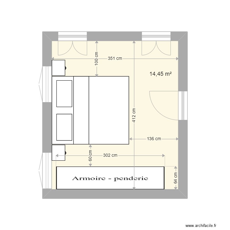 PLAN CHAMBRE FORTIER. Plan de 0 pièce et 0 m2