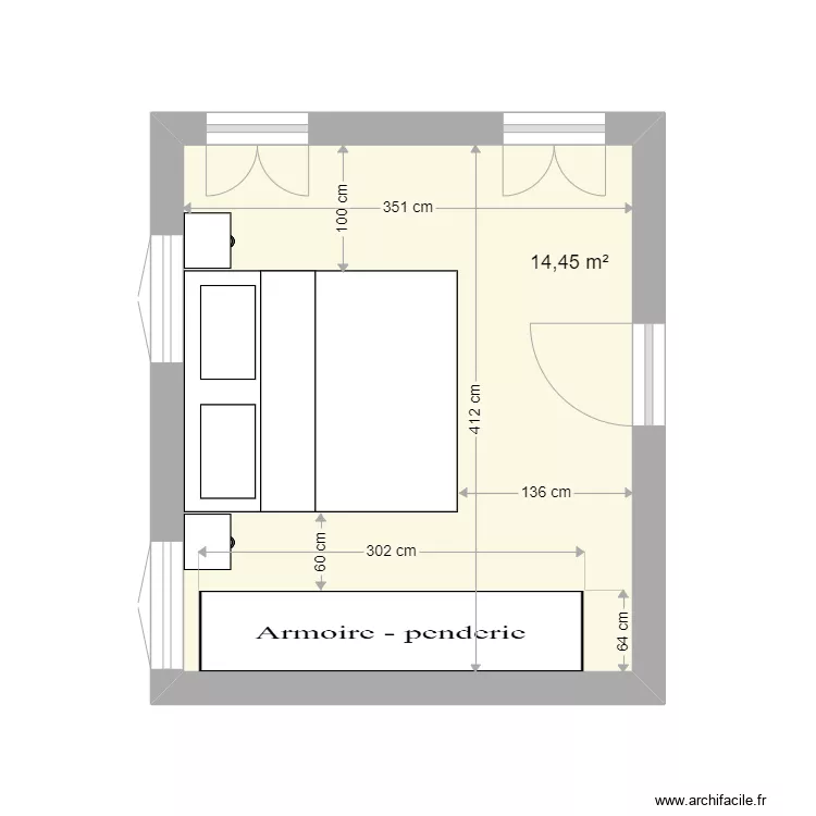 PLAN CHAMBRE FORTIER. Plan de 