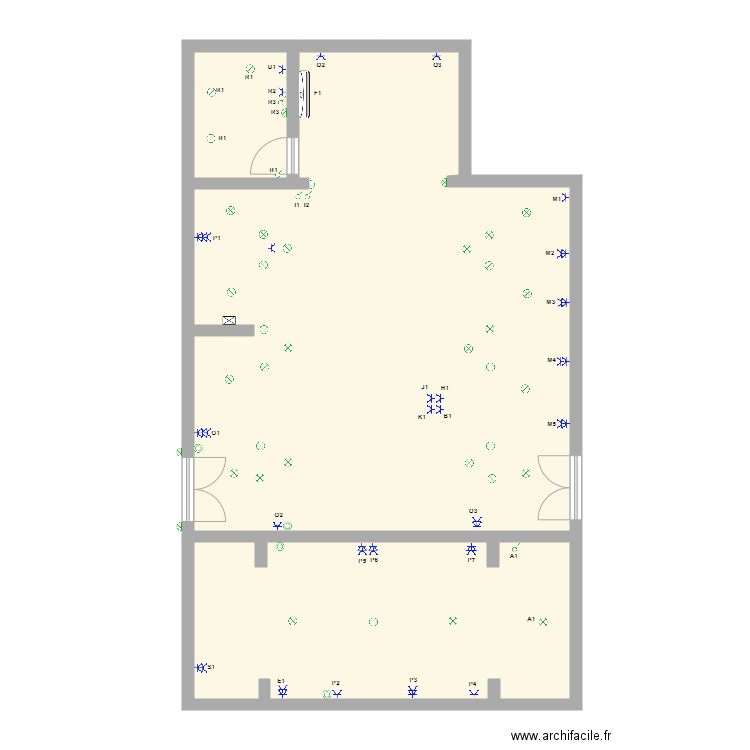 Implantation Chapelle. Plan de 3 pièces et 105 m2