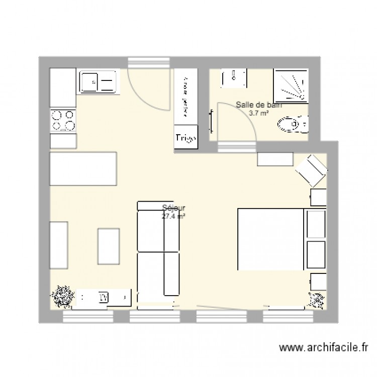Studio 32m2. Plan de 0 pièce et 0 m2