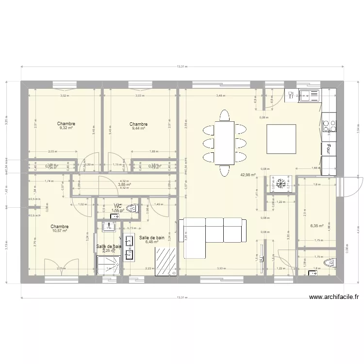 plan Pyr&eacute;n&eacute;es 100 m2. Plan de 