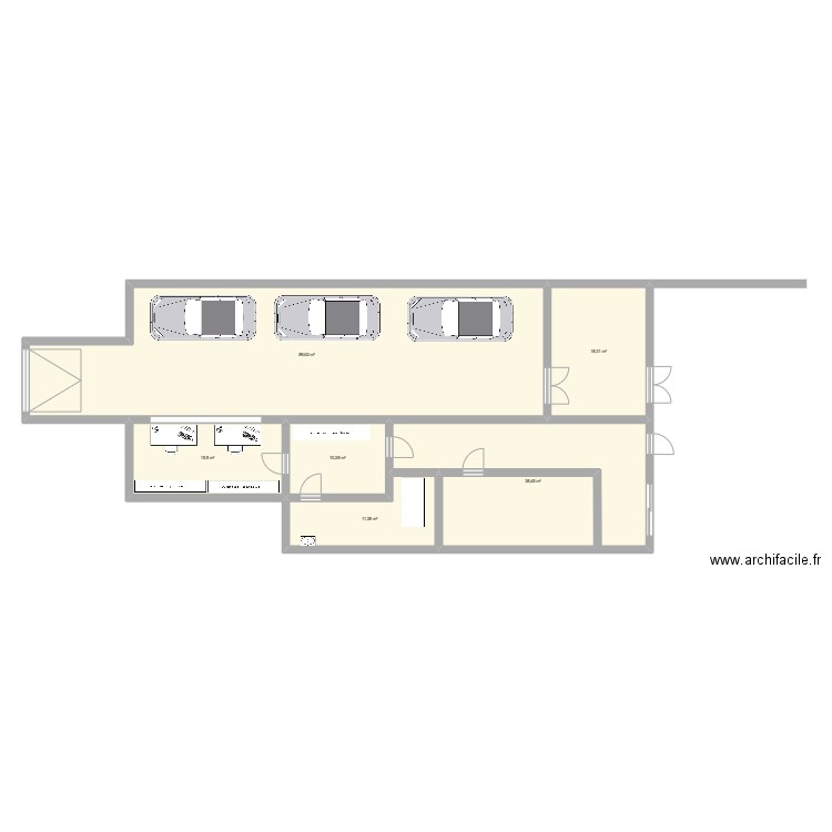 Bunker 2. Plan de 6 pièces et 184 m2