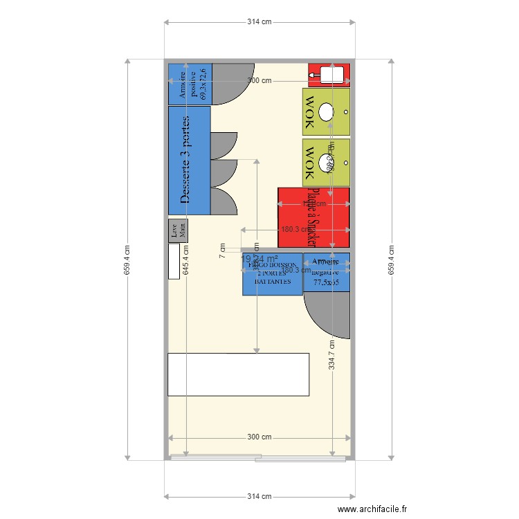 BRUCE POULET. Plan de 1 pièce et 19 m2