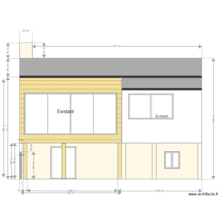 façade NORD existant . Plan de 0 pièce et 0 m2