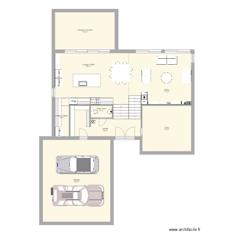 Maison Legue 133 RDC. Plan de 8 pièces et 176 m2