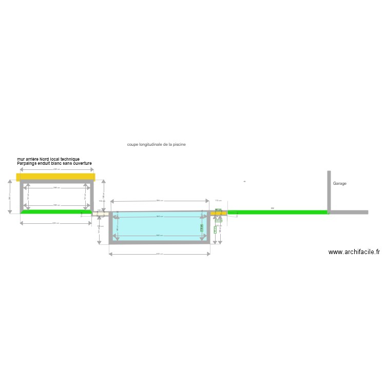 COUPE FACADE OUEST PROJET PISCINE. Plan de 0 pièce et 0 m2