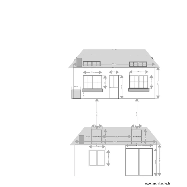 Bezons Facade Droite Sud modifi&eacute;e. Plan de 