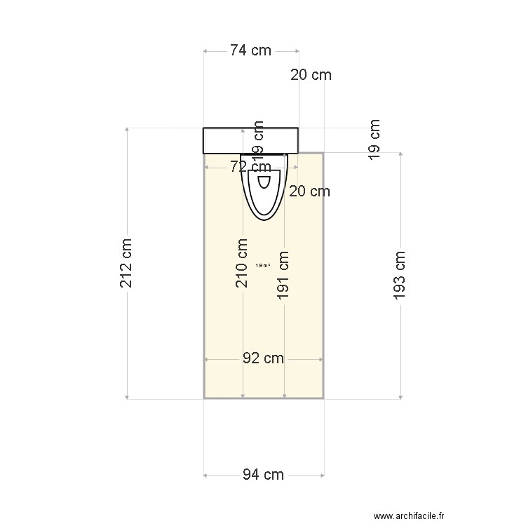 WC 1. Plan de 0 pièce et 0 m2