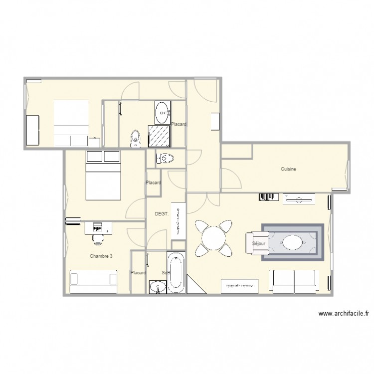 Appartement Le Plessis v1. Plan de 0 pièce et 0 m2