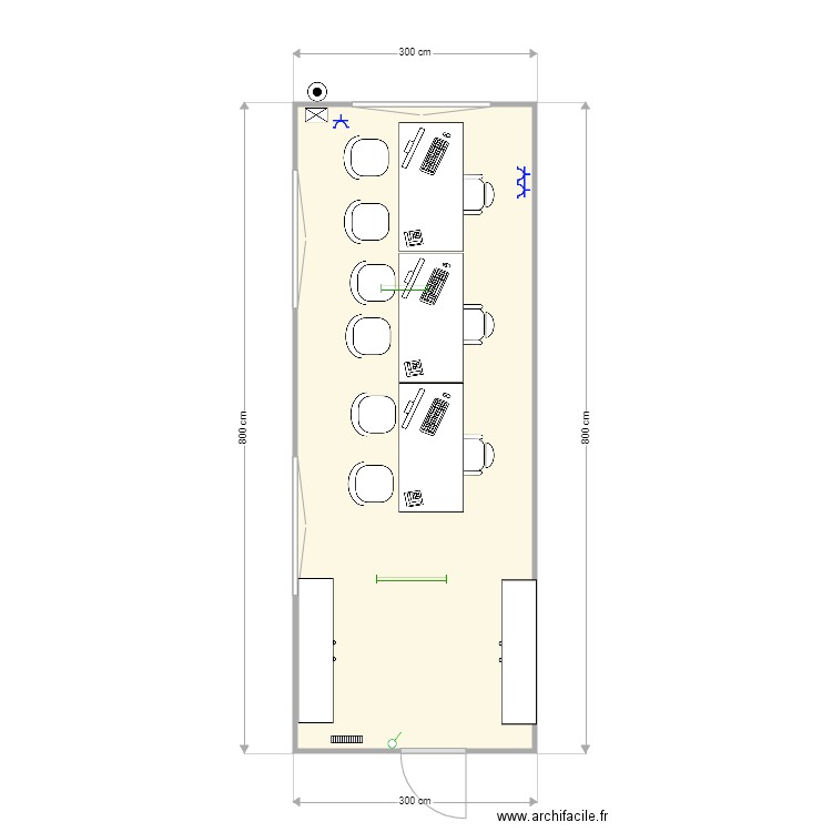 3 83008. Plan de 1 pièce et 23 m2