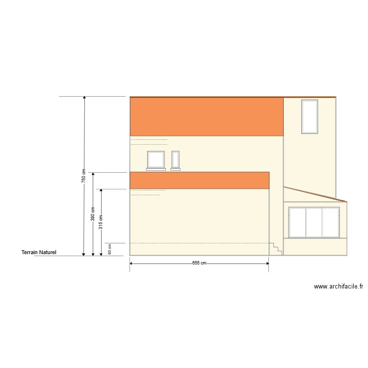 facade est avec extension. Plan de 0 pièce et 0 m2